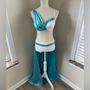 Custom blue and white dance costume